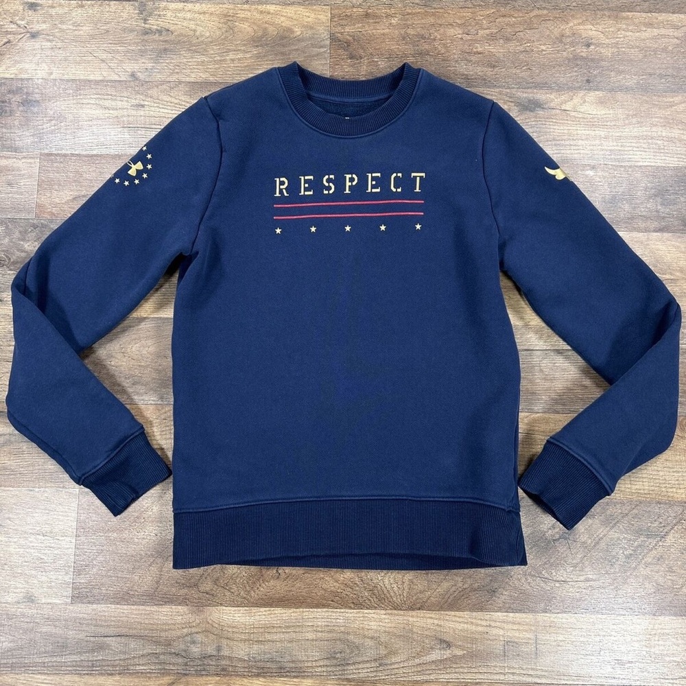 Under Armour Womens Sweatshirt M Navy Blue Freedom Project Rock Crew Neck